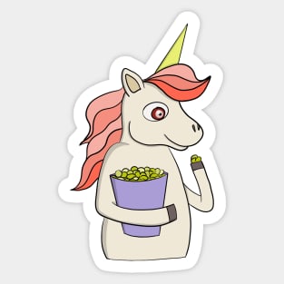 Unicorn eating popcorn Sticker